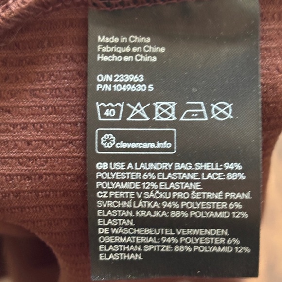 H&M Ribbed Slip Dress Medium Brown Lace Trim Adjustable Straps - Picture 4 of 6